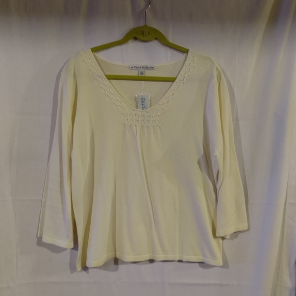 David Brooks Women's Off White Pearl Embellished Dressy Sweater  Size XL… - Picture 2 of 8
